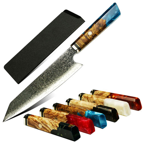 Damascus Chef Knife with Resin Wood Handle Japanese - Kitchen Altitude