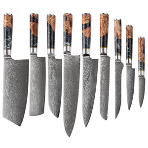 Knives Damascus with Black Resin Wood Handle - Kitchen Altitude