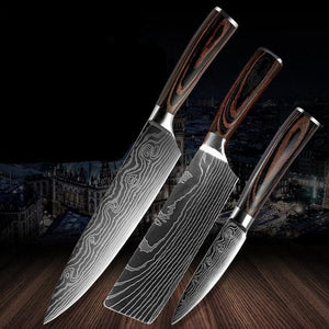 Damascus Kitchen Knife Sets Stainless Steel Pattern Cooking Knives - Kitchen Altitude