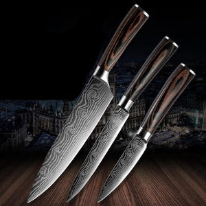 Damascus Kitchen Knife Sets Stainless Steel Pattern Cooking Knives - Kitchen Altitude