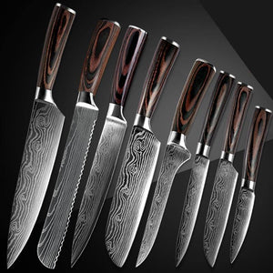 Damascus Kitchen Knife Sets Stainless Steel Pattern Cooking Knives - Kitchen Altitude