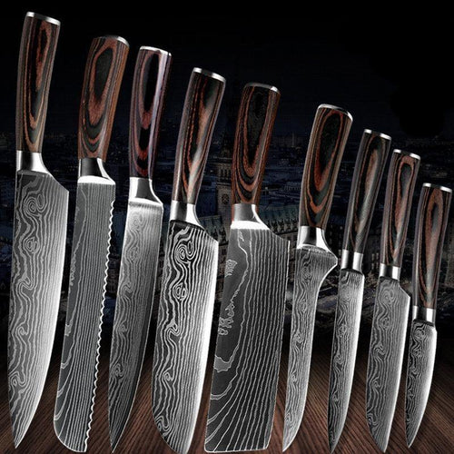 Damascus Kitchen Knife Sets Stainless Steel Pattern Cooking Knives - Kitchen Altitude