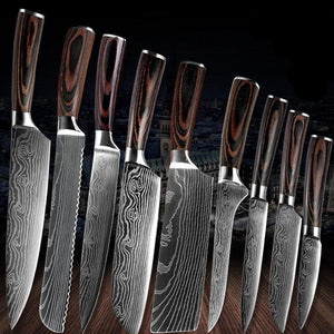 Damascus Kitchen Knife Sets Stainless Steel Pattern Cooking Knives - Kitchen Altitude