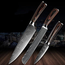 Load image into Gallery viewer, Damascus Kitchen Knife Sets Stainless Steel Pattern Cooking Knives - Kitchen Altitude
