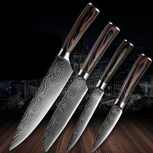 Damascus Kitchen Knife Sets Stainless Steel Pattern Cooking Knives - Kitchen Altitude